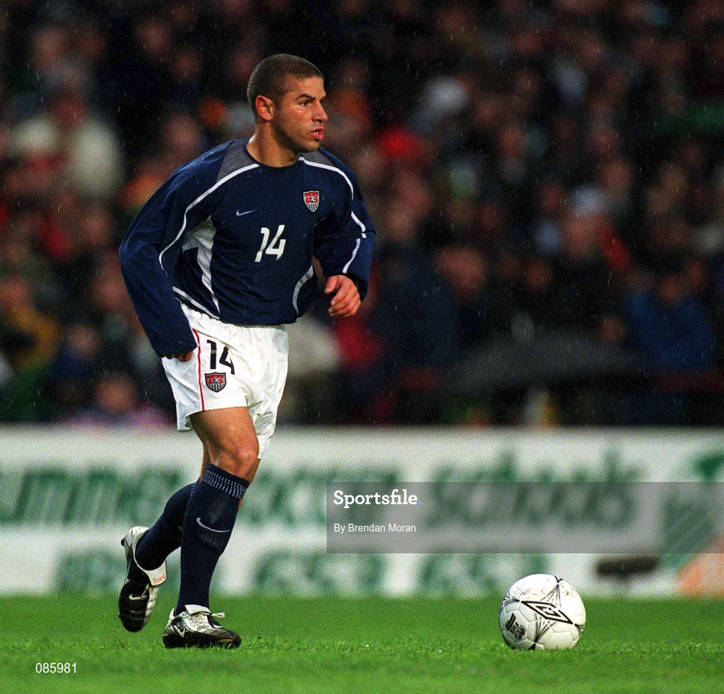 17 April 2002; Chris Armas of USA during the International Friendly match between Republic of Ireland and USA at Lansdowne Road in Dublin. Photo by Brendan Moran/Sportsfile