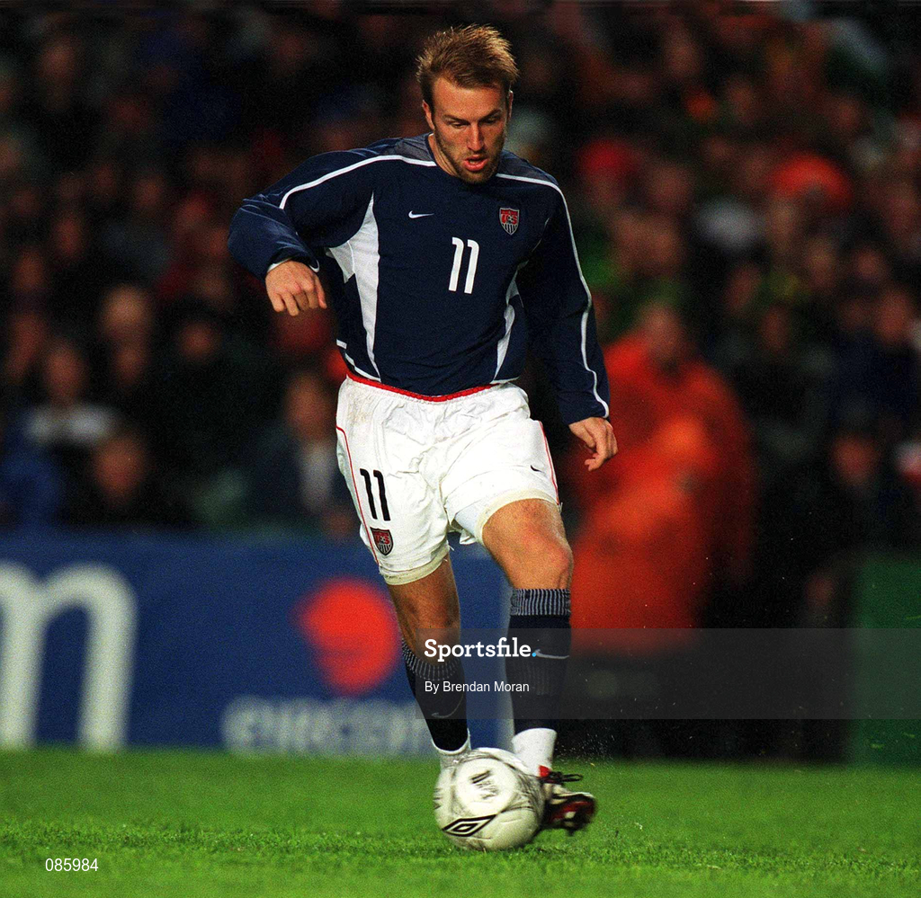 17 April 2002; Clint Mathis of USA during the International Friendly match between Republic of Ireland and USA at Lansdowne Road in Dublin. Photo by Brendan Moran/Sportsfile