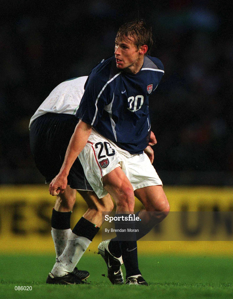 17 April 2002; Brian McBride of USA during the International Friendly match between Republic of Ireland and USA at Lansdowne Road in Dublin. Photo by Brendan Moran/Sportsfile