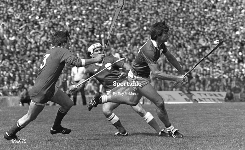 12 June 1983; Joe McKenna of Limerick in action against Donal O'Grady of Cork during the Munster Senior Hurling Championship Semi-Final match between Limerick and Cork at the Gaelic Grounds in Limerick. Photo by Ray McManus/Sportsfile