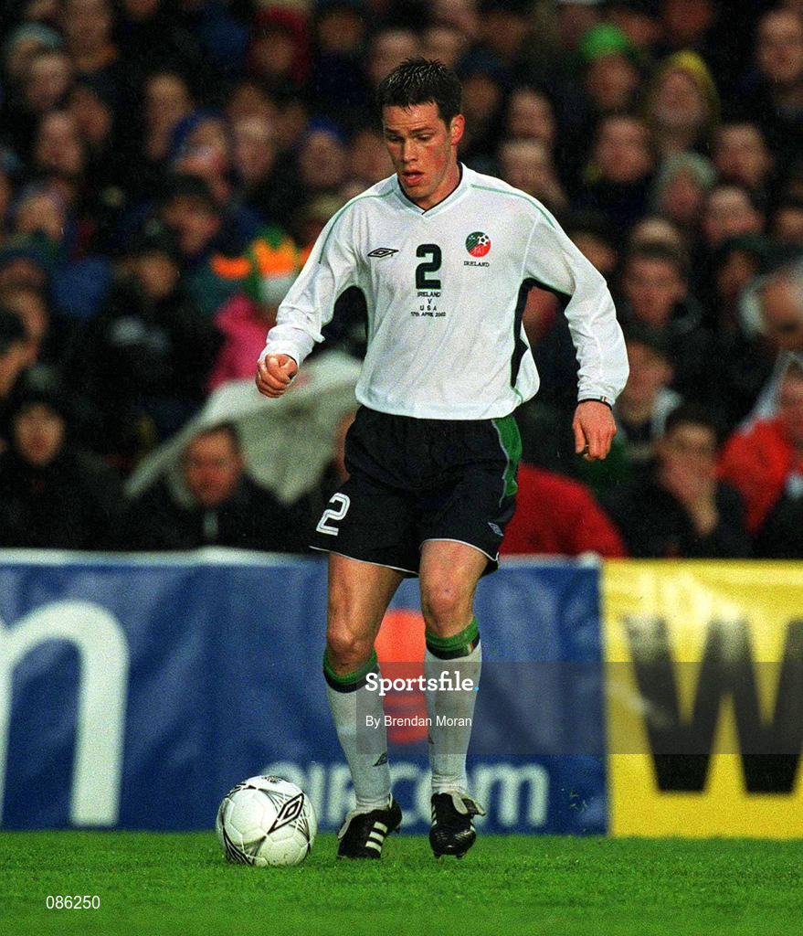 17 April 2002; Steve Finnan of Republic of Ireland during the International Friendly match between Republic of Ireland and USA at Lansdowne Road in Dublin. Photo by Brendan Moran/Sportsfile