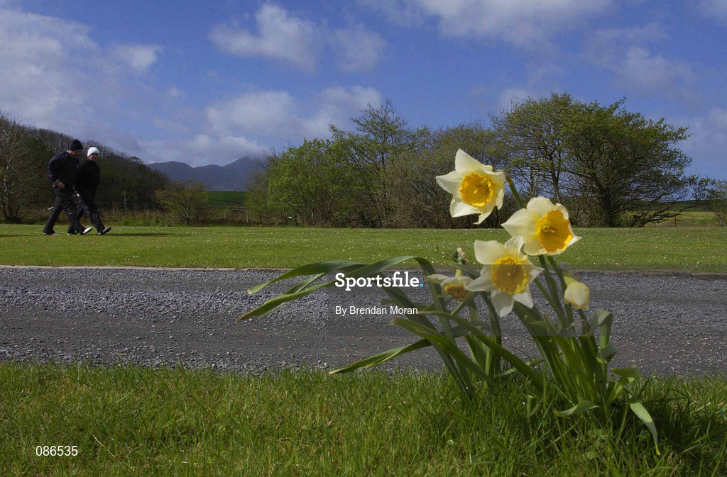 26 April 2002; Philip Walton and Raymond Burns, right, make their way down the 9th fairway during day two of the Smurfit Irish PGA Championship at Westport Golf Club in Westport, Mayo. Photo by Brendan Moran/Sportsfile