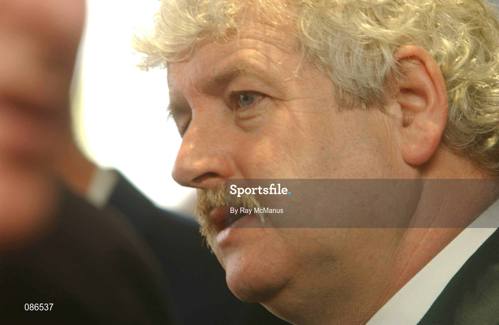 27 April 2002; FAI President Milo Corcoran prior to the eircom League AGM at the Red Cow Moran's Hotel in Dublin. Photo by Ray McManus/Sportsfile