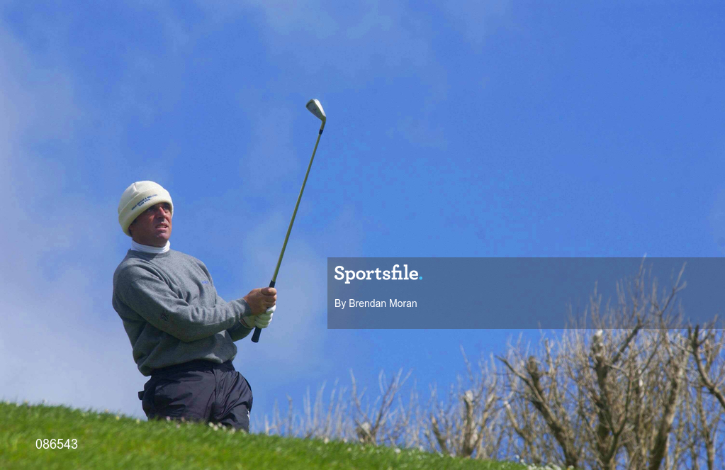 26 April 2002; Paul McGinley watches his tee shot at the 12th tee box during day two of the Smurfit Irish PGA Championship at Westport Golf Club in Westport, Mayo. Photo by Brendan Moran/Sportsfile