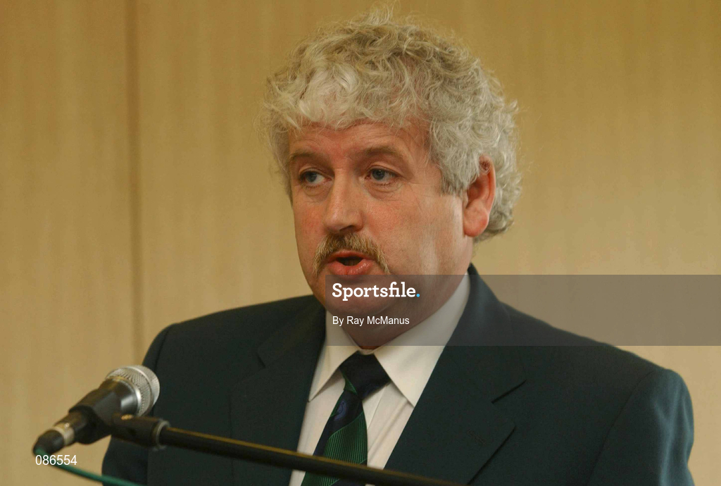 27 April 2002; FAI President Milo Corcoran during the eircom League AGM at the Red Cow Moran's Hotel in Dublin. Photo by Ray McManus/Sportsfile