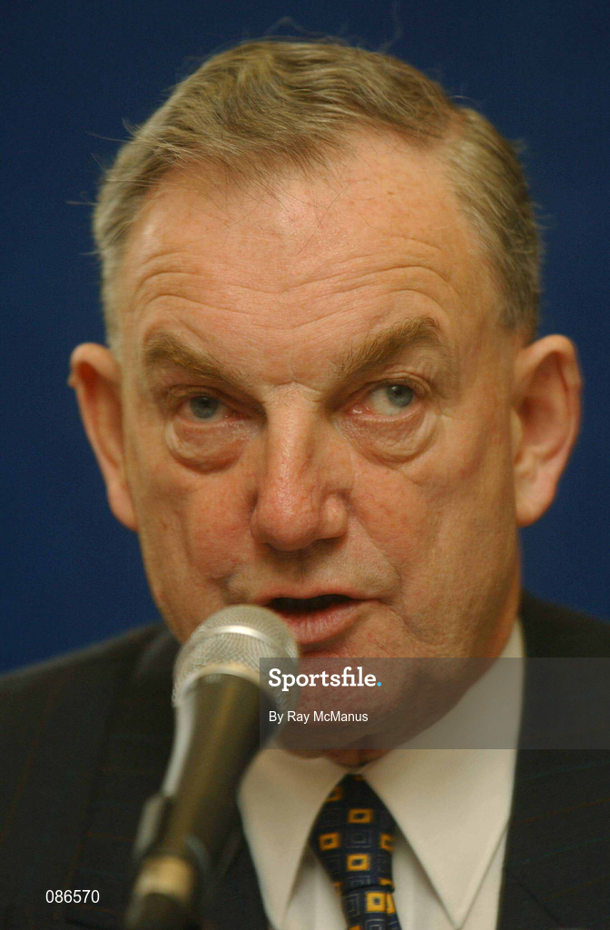 27 April 2002; eircom League Chairman Michael Hyland during the eircom League AGM at the Red Cow Moran's Hotel in Dublin. Photo by Ray McManus/Sportsfile