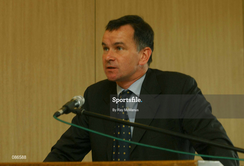 27 April 2002; eircom League Commissionaire Roy Dooney during the eircom League AGM at the Red Cow Moran's Hotel in Dublin. Photo by Ray McManus/Sportsfile
