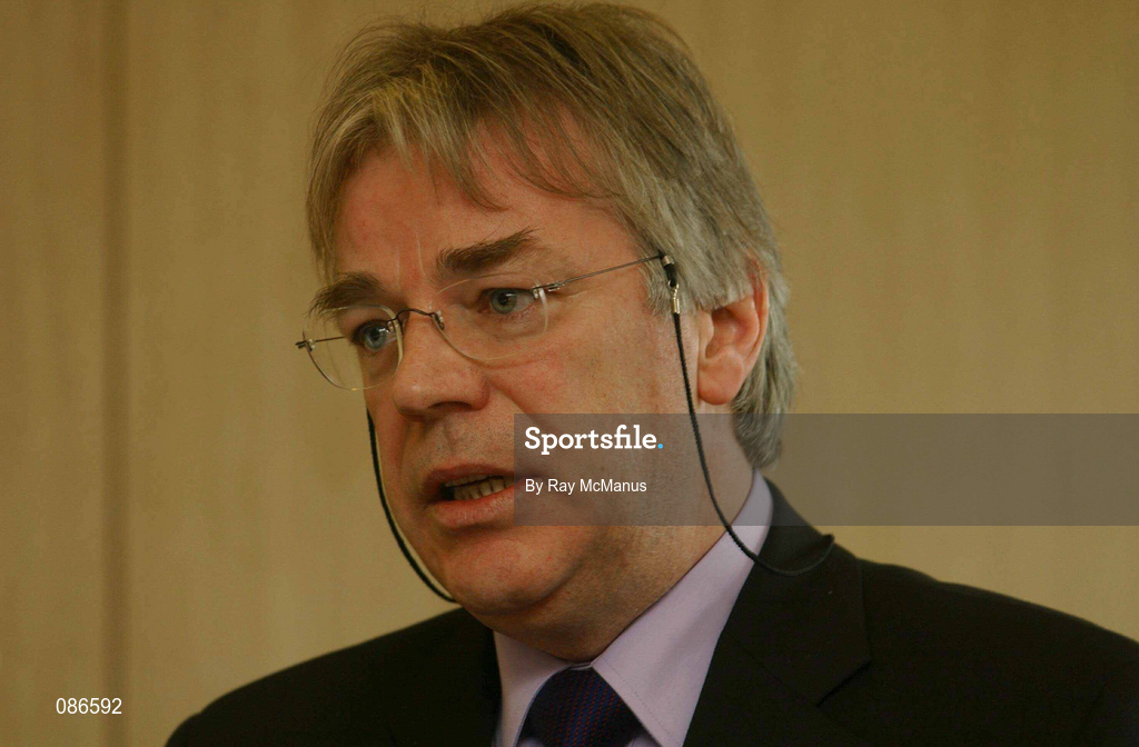 27 April 2002; eircom League Treasurer Declan O'Looney during the eircom League AGM at the Red Cow Moran's Hotel in Dublin. Photo by Ray McManus/Sportsfile