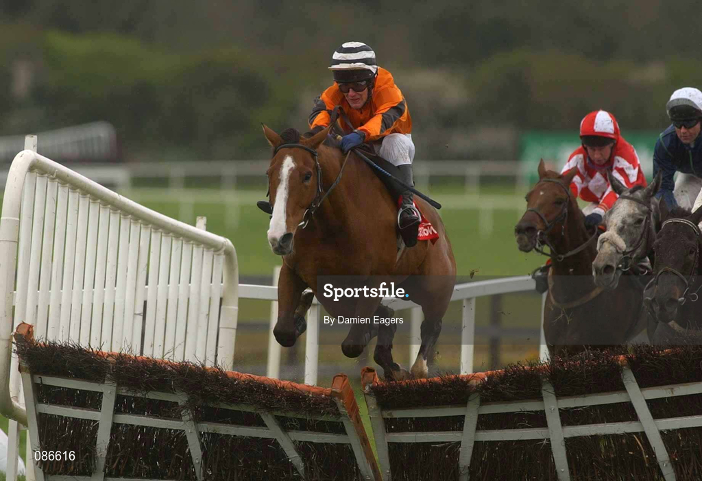 27 April 2002; Vanilla Man, with Robert Power up, clears the last on their way to winning the Kilcullen Hurdle at Punchestown Racecourse in Naas, Kildare. Photo by Damien Eagers/Sportsfile