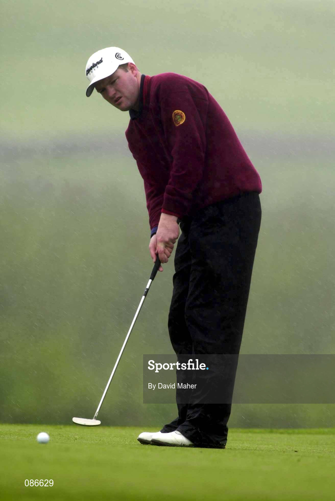 27 April 2002; John Dwyer putts on the 18th green during day three of the Smurfit Irish PGA Championship at Westport Golf Club in Westport, Mayo. Photo by David Maher/Sportsfile