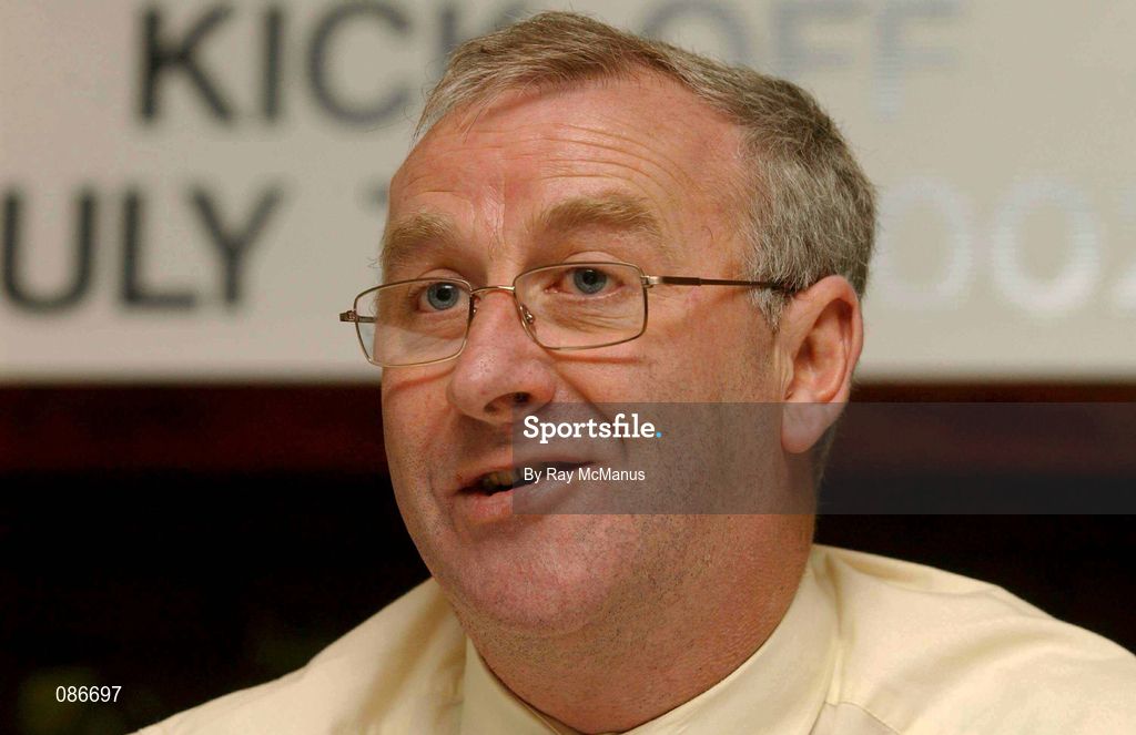 28 April 2002; Newly appointed Kildare County FC manager Dermot Keely during a press conference. Photo by Ray McManus/Sportsfile