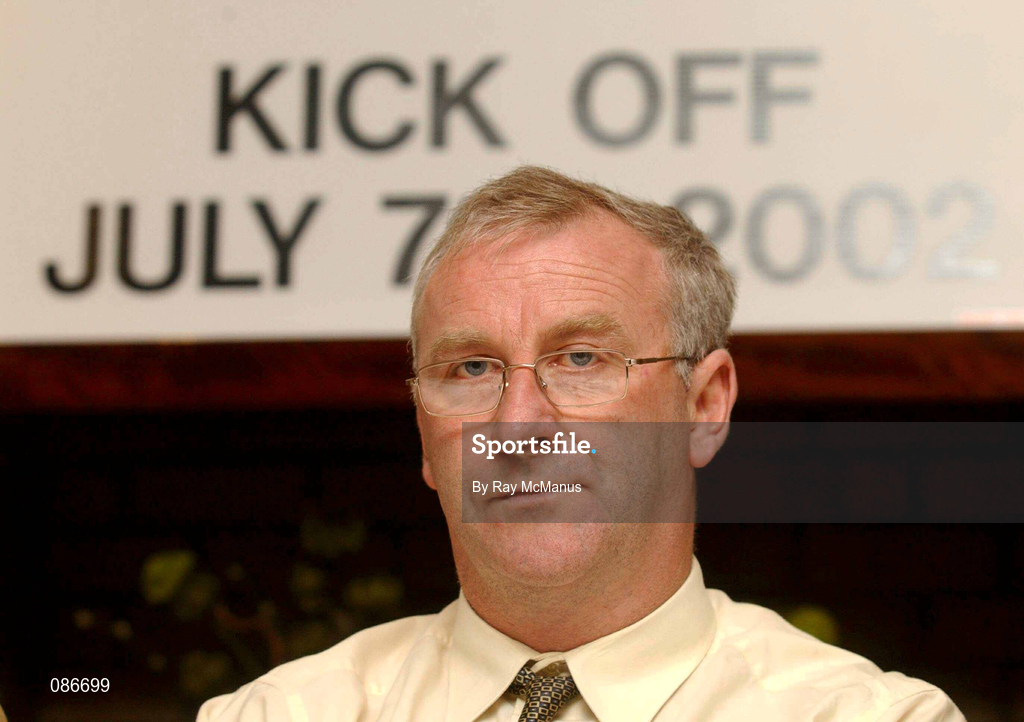 28 April 2002; Newly appointed Kildare County FC manager Dermot Keely during a press conference. Photo by Ray McManus/Sportsfile