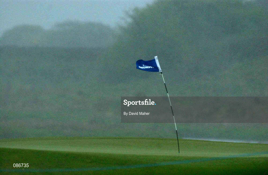 28 April 2002; A view of the 18th green after the final round of the Smurfit Irish PGA Championship was abandoned due to bad weather on day four of the Smurfit Irish PGA Championship at Westport Golf Club in Westport, Mayo. Photo by David Maher/Sportsfile