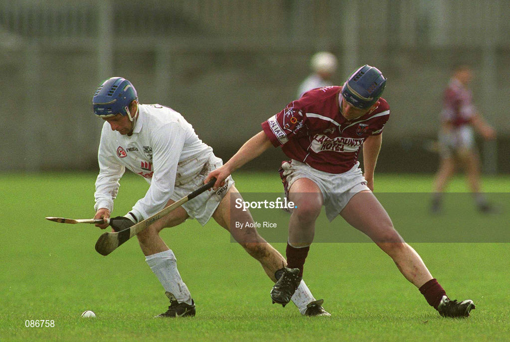 28 April 2002; Joe Dempsey of Kildare is tackled by Derek Gallagher of Kildare during the Guinness Leinster Senior Hurling Championship First Round match between Westmeath and Kildare at Cusack Park in Mullingar, Westmeath. Photo by Aoife Rice/Sportsfile