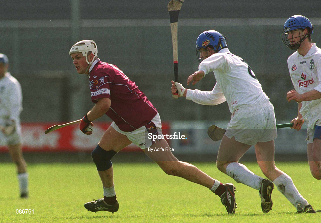 28 April 2002; Gary Briody of Westmeath in action against Noel Casey of Kildare during the Guinness Leinster Senior Hurling Championship First Round match between Westmeath and Kildare at Cusack Park in Mullingar, Westmeath. Photo by Aoife Rice/Sportsfile