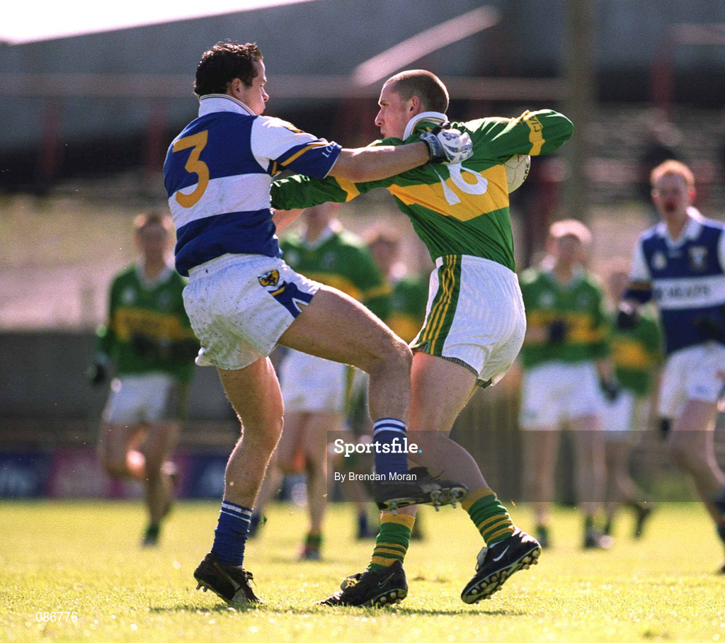 28 April 2002; Seán O'Sullivan of Kerry in action against Tom Kelly of Laois during the Allianz National Football League Division 2 Final match between Kerry and Laois at the Gaelic Grounds in Limerick. Photo by Brendan Moran/Sportsfile