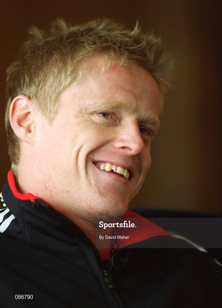 29 April 2002; Republic of Ireland International Damien Duff at the launch of The adidas Predator Mania football boot at The Radisson Hotel in Dublin. Photo by David Maher/Sportsfile