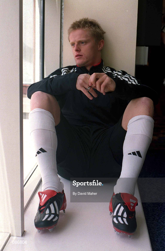 29 April 2002; Republic of Ireland International Damien Duff at the launch of The adidas Predator Mania football boot at The Radisson Hotel in Dublin. Photo by David Maher/Sportsfile