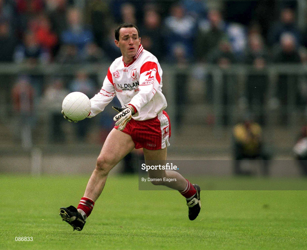 28 April 2002; Brian Dooher of Tyrone during the Allianz National Football League Division 1 Final match between Tyrone and Cavan at St Tiernach's Park in Clones, Monaghan. Photo by Damien Eagers/Sportsfile