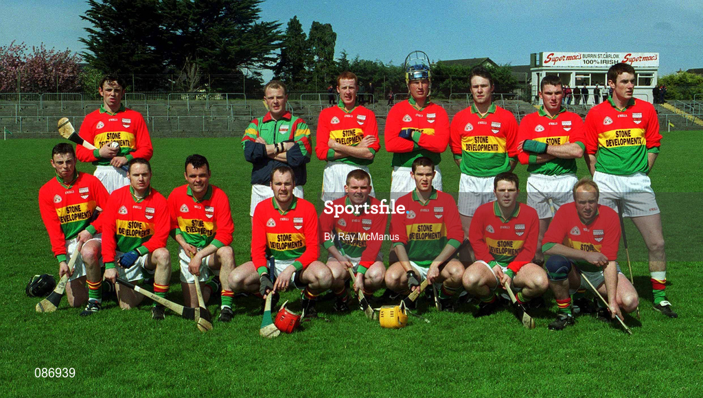 28 April 2002; The Carlow team prior to the Guinness Leinster Senior Hurling Championship First Round match between Carlow and Meath at Dr Cullen Park in Carlow. Photo by Ray McManus/Sportsfile