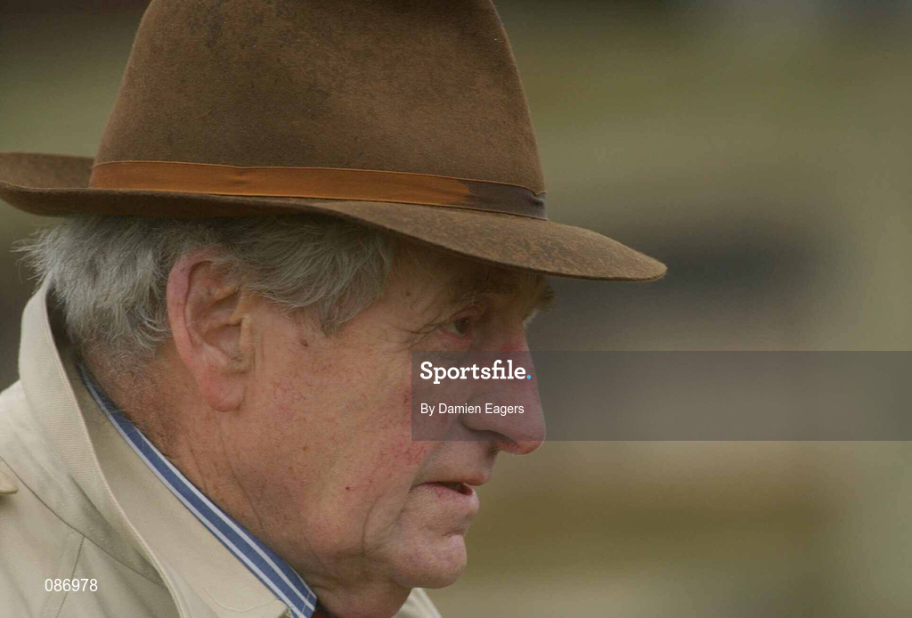 27 April 2002; Trainer Paddy Mullins at Punchestown Racecourse in Naas, Kildare. Photo by Damien Eagers/Sportsfile