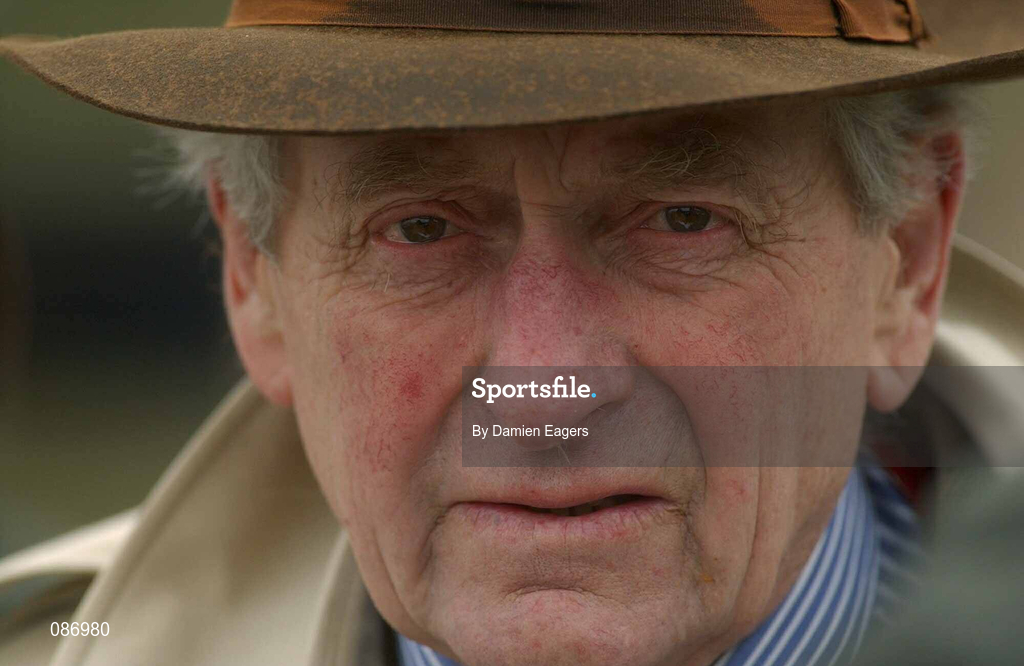 27 April 2002; Trainer Paddy Mullins at Punchestown Racecourse in Naas, Kildare. Photo by Damien Eagers/Sportsfile