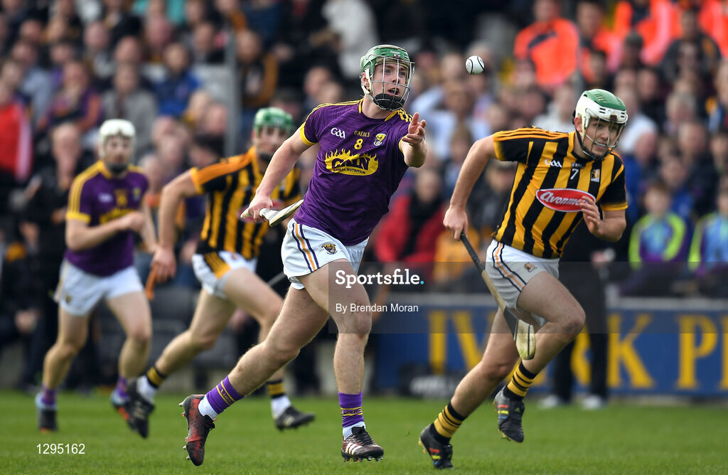 2 April 2017; Aidan Nolan of Wexford in action against Paddy Deegan of Kilkenny during the Allianz Hurling League Division 1 Quarter-Final match between Kilkenny and Wexford at Nowlan Park in Kilkenny. Photo by Brendan Moran/Sportsfile