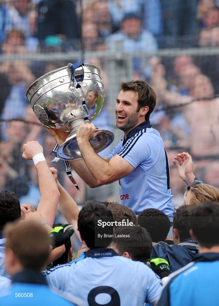 18 September 2011; Dublin captain Bryan Cullen celebrates with the Sam Maguire cup. GAA Football All-Ireland Senior Championship Final, Kerry v Dublin, Croke Park, Dublin. Picture credit: Brian Lawless / SPORTSFILE