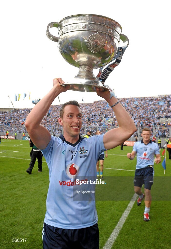 18 September 2011; Barry Cahill, Dublin, celebrates with the Sam Maguire cup after the game. GAA Football All-Ireland Senior Championship Final, Kerry v Dublin, Croke Park, Dublin. Photo by Sportsfile