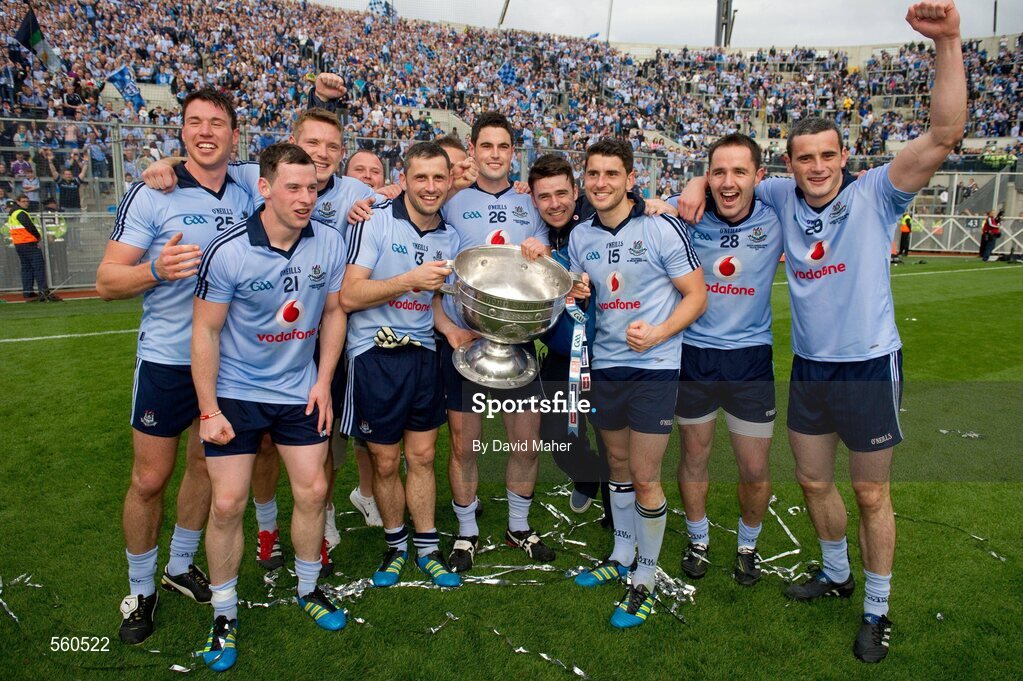 18 September 2011; Dublin players celebrate with the Sam Maguire cup. GAA Football All-Ireland Senior Championship Final, Kerry v Dublin, Croke Park, Dublin. Picture credit: David Maher / SPORTSFILE