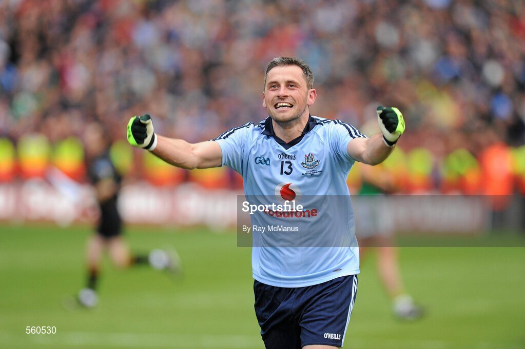18 September 2011; Alan Brogan, Dublin, celebrates at the final whistle. GAA Football All-Ireland Senior Championship Final, Kerry v Dublin, Croke Park, Dublin. Picture credit: Ray McManus / SPORTSFILE