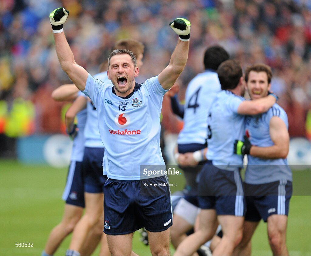 18 September 2011; Alan Brogan, Dublin, celebrates at the final whistle. GAA Football All-Ireland Senior Championship Final, Kerry v Dublin, Croke Park, Dublin. Picture credit: Ray McManus / SPORTSFILE