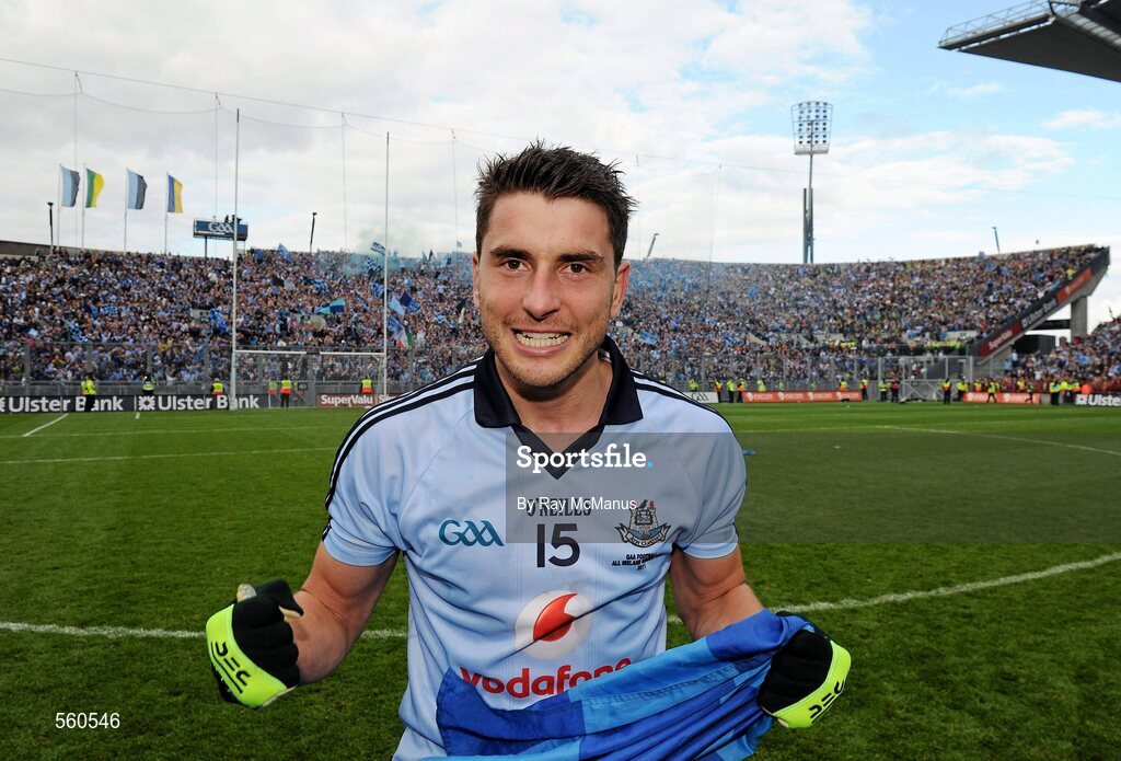 18 September 2011; Dublin's Bernard Brogan celebrates his side's victory. GAA Football All-Ireland Senior Championship Final, Kerry v Dublin, Croke Park, Dublin. Picture credit: Ray McManus / SPORTSFILE