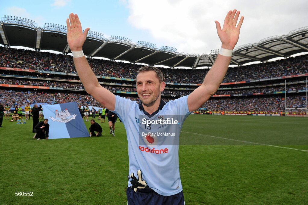 18 September 2011; Dublin's Alan Brogan celebrates his side's victory. GAA Football All-Ireland Senior Championship Final, Kerry v Dublin, Croke Park, Dublin. Picture credit: Ray McManus / SPORTSFILE