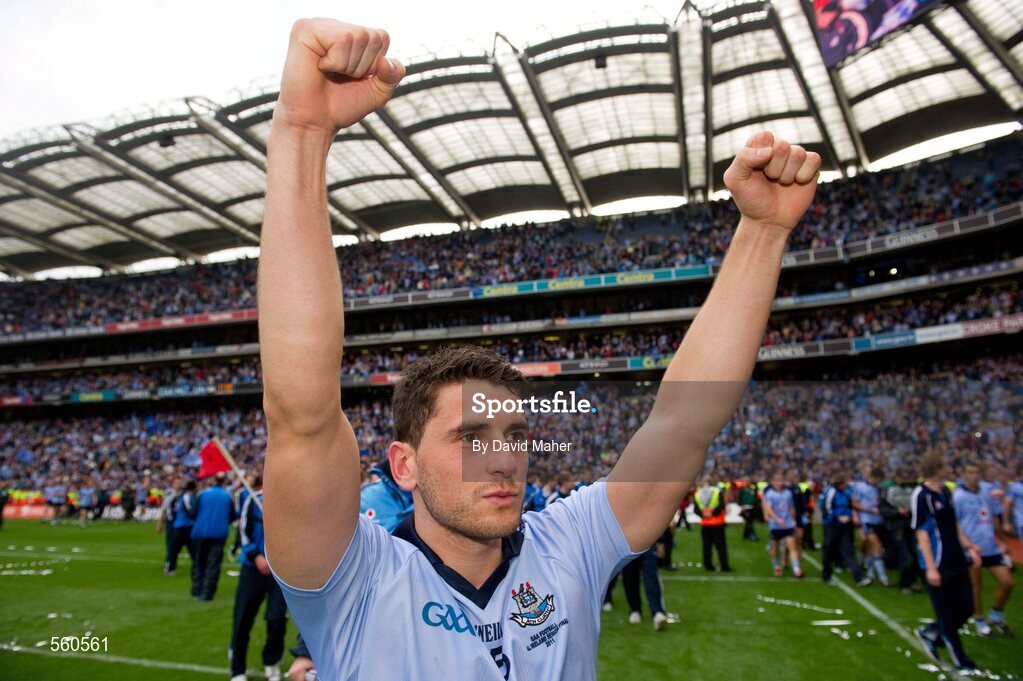 18 September 2011; Bernard Brogan, Dublin, celebrates after the game. GAA Football All-Ireland Senior Championship Final, Kerry v Dublin, Croke Park, Dublin. Picture credit: David Maher / SPORTSFILE