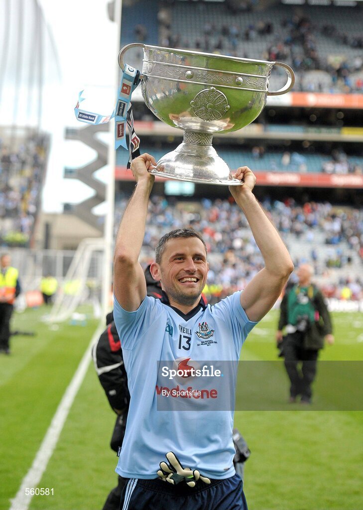 18 September 2011; Alan Brogan, Dublin, celebrates with the Sam Maguire cup after the game. GAA Football All-Ireland Senior Championship Final, Kerry v Dublin, Croke Park, Dublin. Photo by Sportsfile