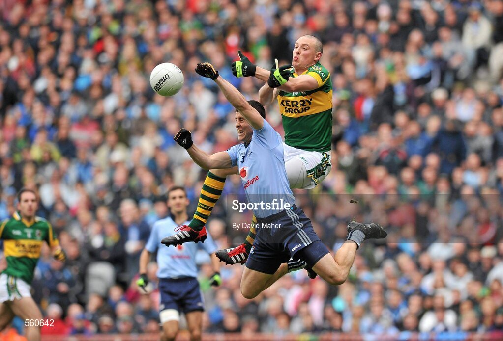 18 September 2011; Kieran Donaghy, Kerry, in action against Rory O'Carroll, Dublin. GAA Football All-Ireland Senior Championship Final, Kerry v Dublin, Croke Park, Dublin. Picture credit: David Maher / SPORTSFILE