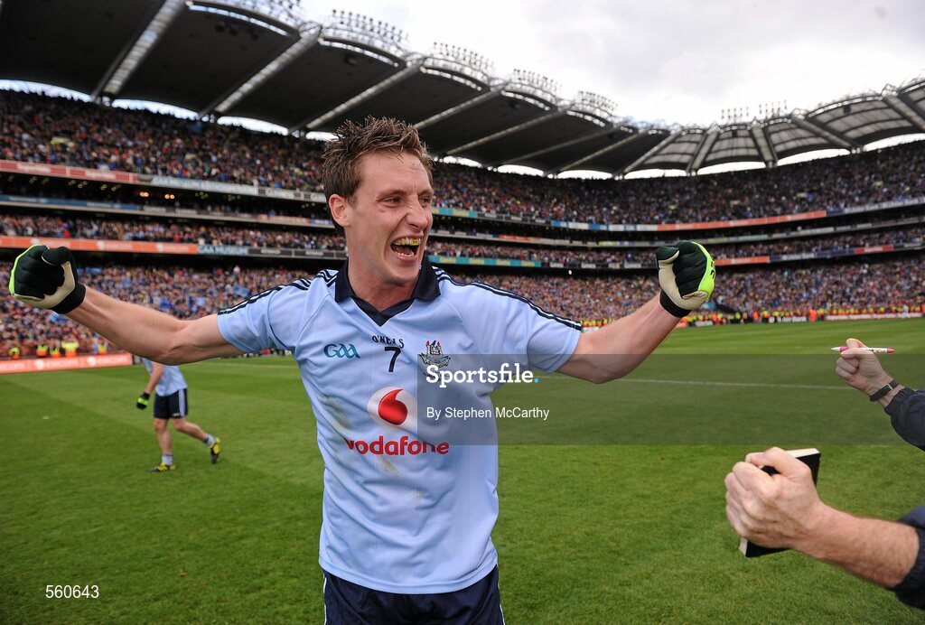 18 September 2011; Kevin Nolan, Dublin, celebrates his side's victory. GAA Football All-Ireland Senior Championship Final, Kerry v Dublin, Croke Park, Dublin. Picture credit: Stephen McCarthy / SPORTSFILE