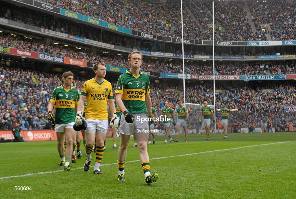 18 September 2011; Kerry captain Colm Cooper leads his team in the pre-match parade. GAA Football All-Ireland Senior Championship Final, Kerry v Dublin, Croke Park, Dublin. Photo by Sportsfile