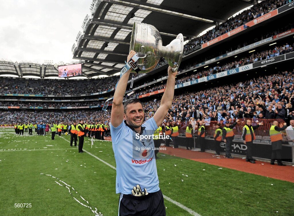 18 September 2011; Dublin's Alan Brogan celebrates with the Sam Maguire cup. GAA Football All-Ireland Senior Championship Final, Kerry v Dublin, Croke Park, Dublin. Picture credit: Brian Lawless / SPORTSFILE