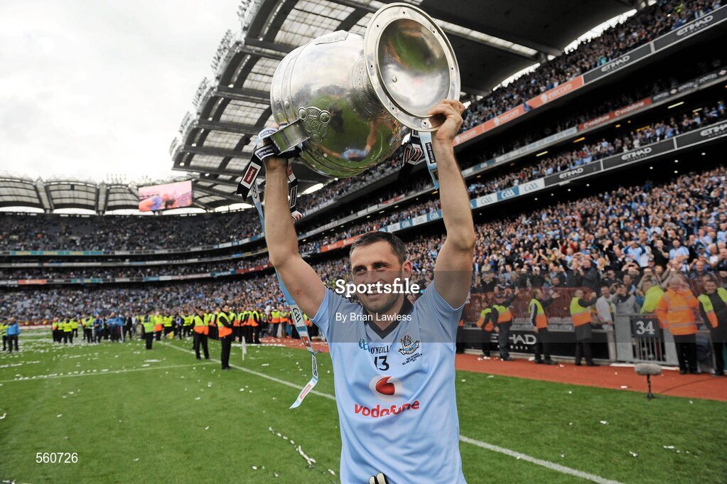 18 September 2011; Dublin's Alan Brogan celebrates with the Sam Maguire cup. GAA Football All-Ireland Senior Championship Final, Kerry v Dublin, Croke Park, Dublin. Picture credit: Brian Lawless / SPORTSFILE
