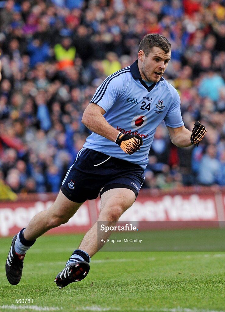 18 September 2011; Kevin McManamon, Dublin, celebrates after scoring his side's goal. GAA Football All-Ireland Senior Championship Final, Kerry v Dublin, Croke Park, Dublin. Picture credit: Stephen McCarthy / SPORTSFILE
