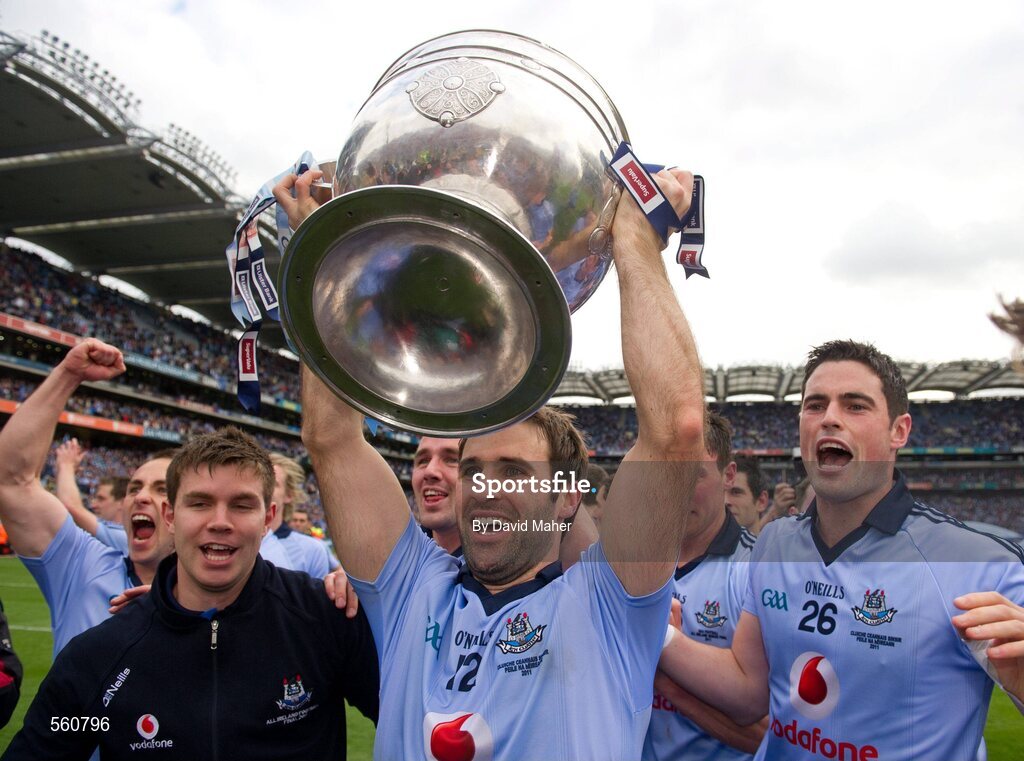 18 September 2011; Dublin captain Bryan Cullen celebrates with the Sam Maguire cup after the game. GAA Football All-Ireland Senior Championship Final, Kerry v Dublin, Croke Park, Dublin. Picture credit: David Maher / SPORTSFILE