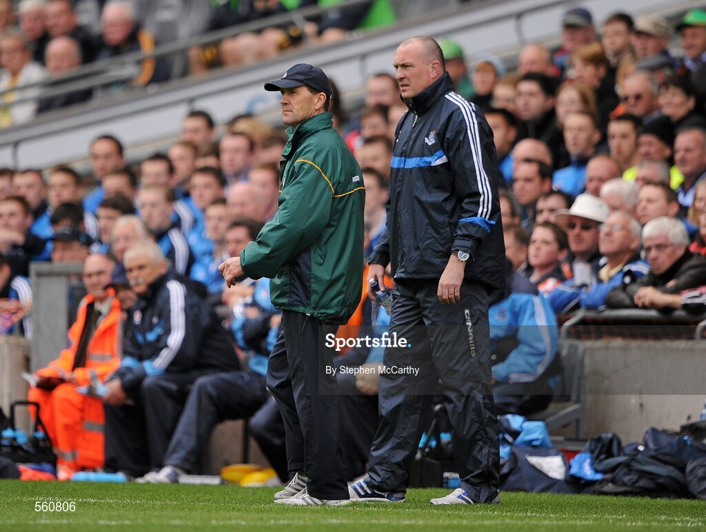 18 September 2011; Kerry manager Jack O'Connor and Dublin manager Pat Gilroy during the game. GAA Football All-Ireland Senior Championship Final, Kerry v Dublin, Croke Park, Dublin. Picture credit: Stephen McCarthy / SPORTSFILE