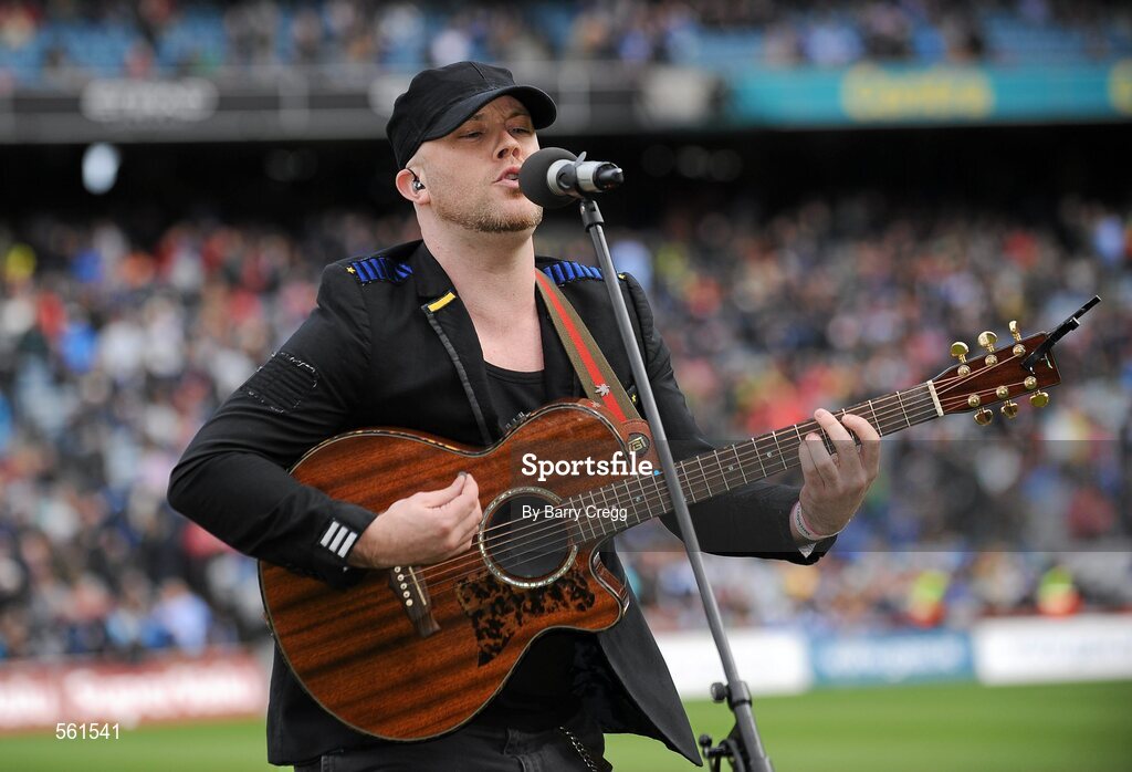 18 September 2011; Musician Ryan Sheridan performs during half-time. GAA Football All-Ireland Senior Championship Final, Kerry v Dublin, Croke Park, Dublin. Picture credit: Barry Cregg / SPORTSFILE