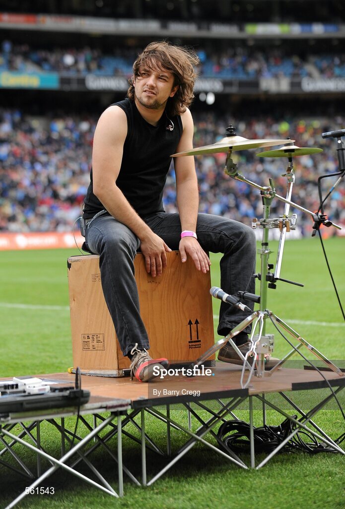 18 September 2011; Musician Artur Graczyk performs during half-time. GAA Football All-Ireland Senior Championship Final, Kerry v Dublin, Croke Park, Dublin. Picture credit: Barry Cregg / SPORTSFILE