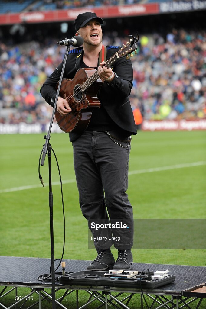 18 September 2011; Musician Ryan Sheridan performs during half-time. GAA Football All-Ireland Senior Championship Final, Kerry v Dublin, Croke Park, Dublin. Picture credit: Barry Cregg / SPORTSFILE