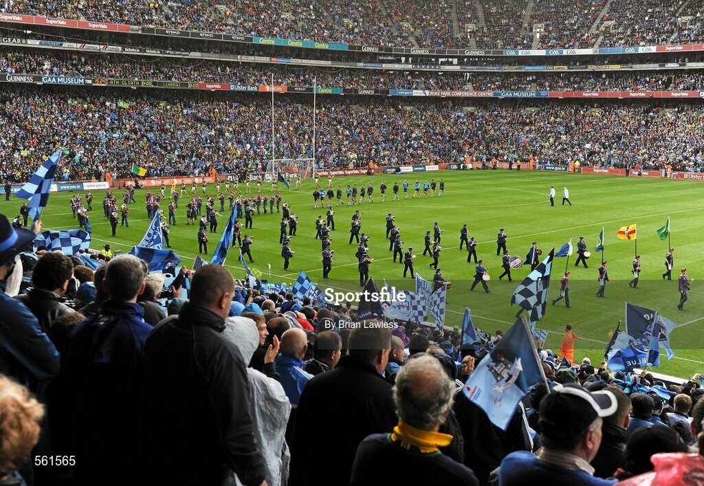 18 September 2011; A general view of the pre-match parade from the Cusack stand. GAA Football All-Ireland Senior Championship Final, Kerry v Dublin, Croke Park, Dublin. Picture credit: Brian Lawless / SPORTSFILE