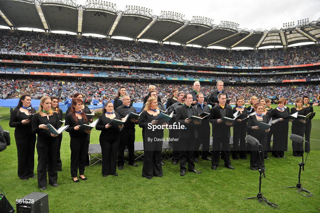 18 September 2011; The Pitch Perfect Choir perform before the game. GAA Football All-Ireland Senior Championship Final, Kerry v Dublin, Croke Park, Dublin. Picture credit: David Maher / SPORTSFILE
