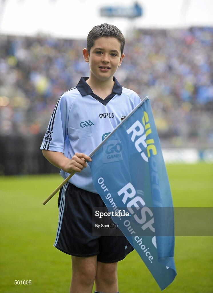 18 September 2011; A flag bearer before the game. GAA Football All-Ireland Senior Championship Final, Kerry v Dublin, Croke Park, Dublin. Photo by Sportsfile